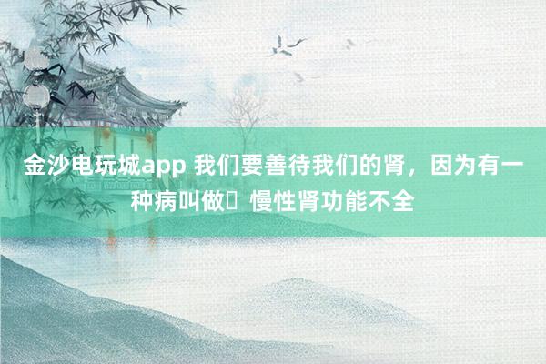 金沙電玩城app 我們要善待我們的腎,因?yàn)橛幸环N病叫做?慢性腎功能不全