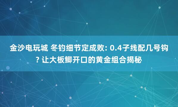 金沙電玩城 冬釣細節定成敗: 0.4子線配幾號鉤? 讓大板鯽開口的黃金組合揭秘