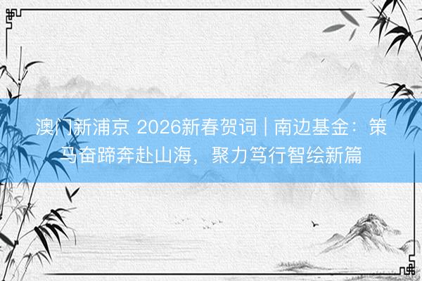 澳門(mén)新浦京 2026新春賀詞 | 南邊基金：策馬奮蹄奔赴山海，聚力篤行智繪新篇